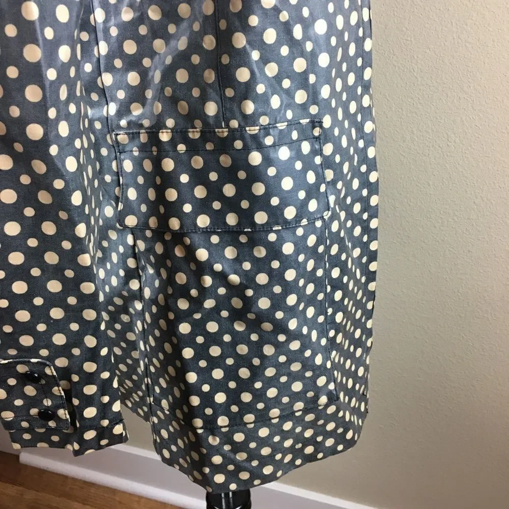INC Blueish Gray Polka Dot ZIP Up Wax Coat Size S